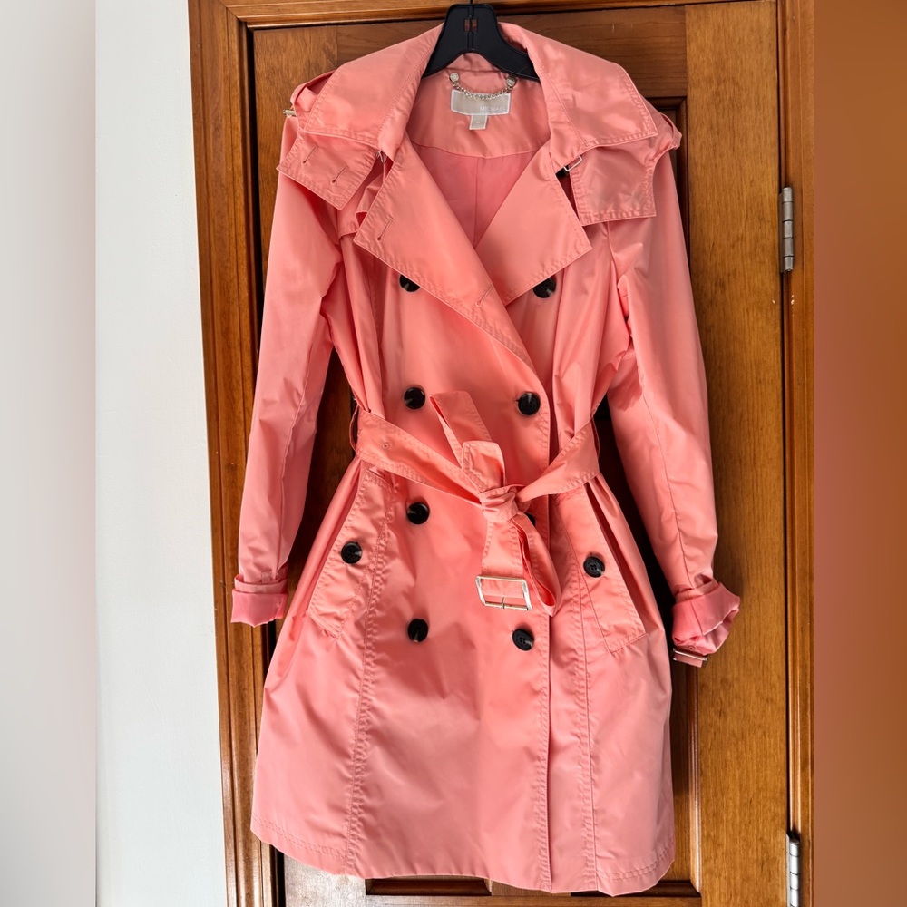 Michael Kors Coral Double-Breasted Trench Coat